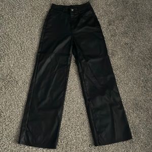 High rise black leather